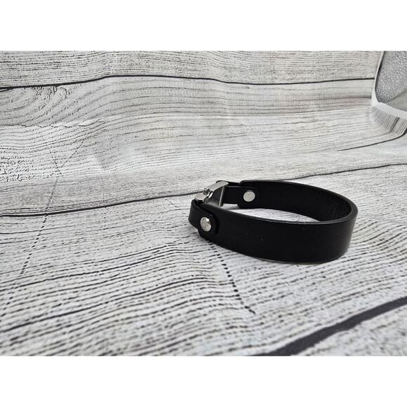 Fossil Mens Black Leather & Steel Bracelet - Picture 6 of 10